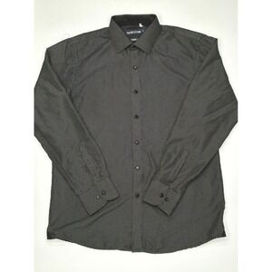 Silver Stone Modern Fit Men's Dress Shirt Black White Dot Pattern Size Large‎